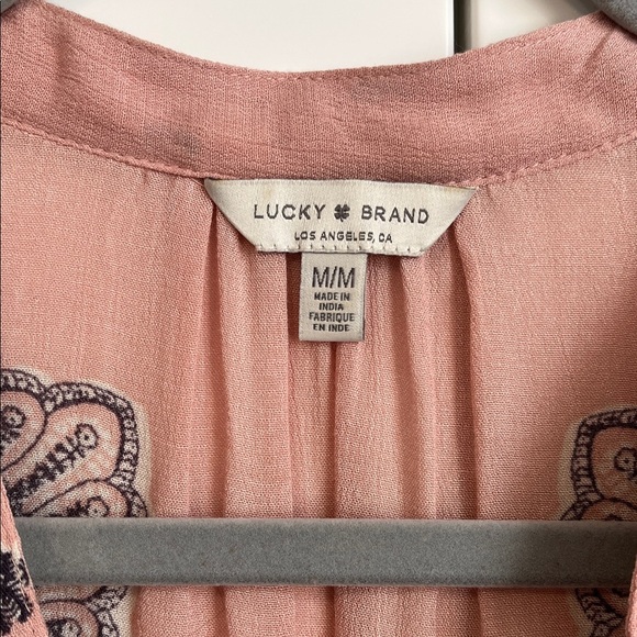 Lucky Brand NWOT Blush and Grey Paisley Bohemian Cotton Blouse, Size M - Picture 2 of 13